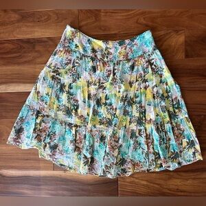 Mix Nouveau Blue Floral Flowy Skirt size Large